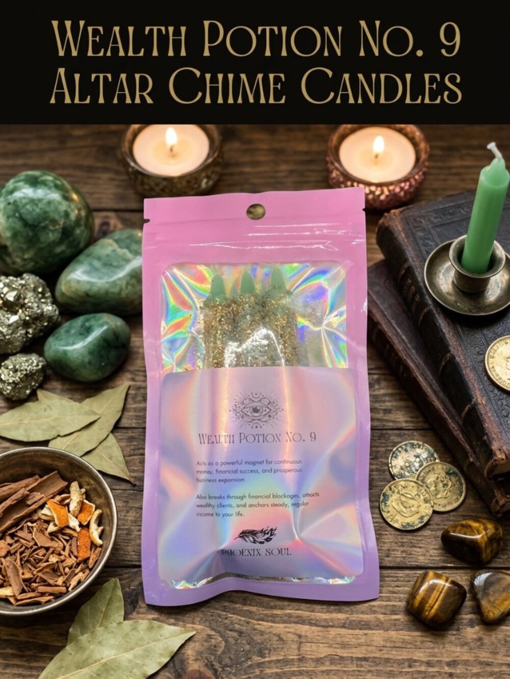 Wealth Potion No 9 Altar Chime Candles | Money Drawing Success Abundance 3 Pk